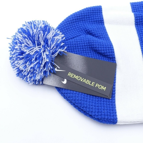 NEW Nike Unisex Adult's Authentic Removable Pom Beanie Hat DH2412-480 Blue/White - Picture 4 of 9